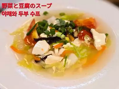 青菜豆腐湯｜Tofu and Vegetable Soup｜野菜豆腐スープ｜야채 두부 수프