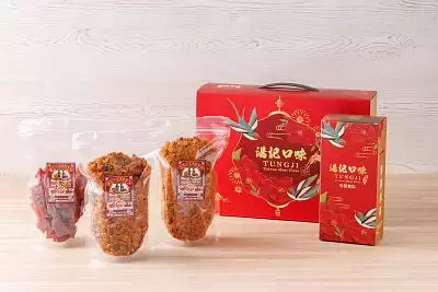 湯記口味肉鬆老店-飛燕牡丹禮盒-禮盒內含3條袖套禮盒
